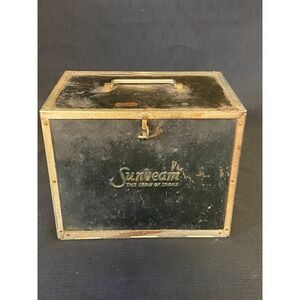 Vintage Sunbeam Electric Iron with Metal Storage Box Black Gold The Iron of Iron